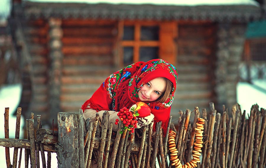 Sexy girl Women in Slavic costumes in Mandalay